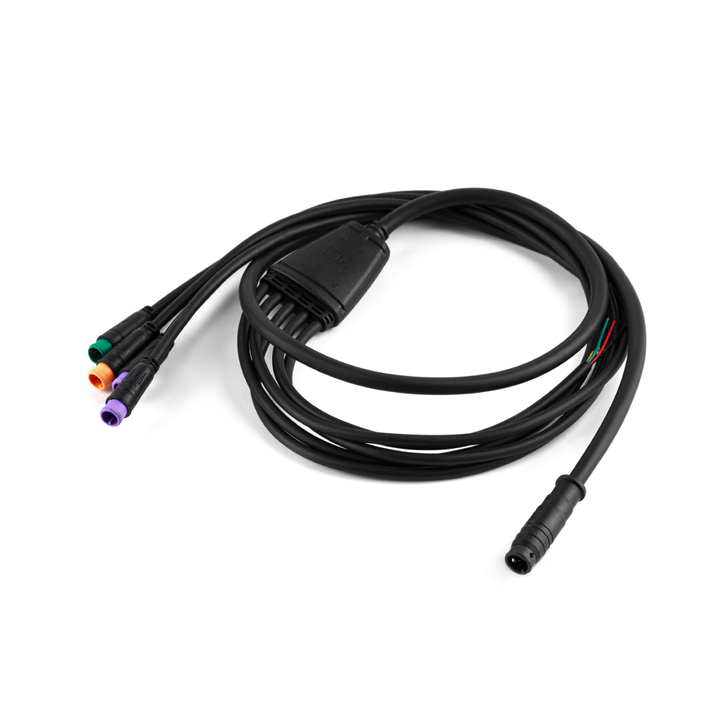 כבל חשמלי עם חיבורי צבע שונים, מתאים לתחזוקה ואביזרי אופניים חשמליים.